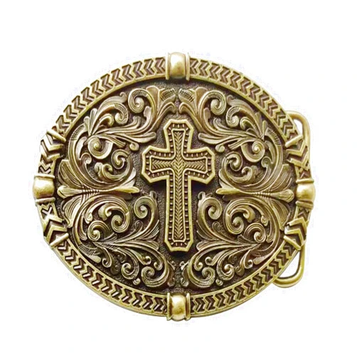Zswell Belt Buckle Western Cowboy Cross Prayer Brings Good Luck Convenient Fitting Pure Metal Belt Buckle Large