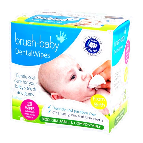 Brush-baby Brush Baby Teething Relief Dental Wipes for Ages 0-Toddler - Naturally Eliminate Teething Pain, Prevent Tooth Decay and Sour Milk Breath - 28 Finger Wipes