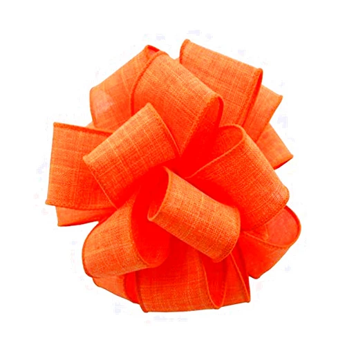 Berwick Offray DWI Linen Wired Edge Ribbon-1-1/2 Wide X 50 Yards-Orange Ribbon