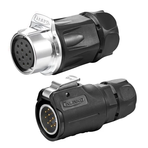 CNLINKO LP-20 12 PIN Waterproof Connector, IP68 Circular Connector, Quick Plugging Aviation Connector, PBT Plastic Shell Solder Connector, Marine Industry Connector Male Plug Inline Plug-in (12 PIN)