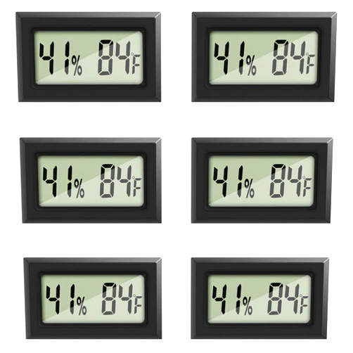 Rojuna 6 Pack Mini Digital Hygrometer Thermometer Small Indoor Temperature and Humidity Meter Gauge with Temp Humidity Sensor Monitor Fahrenheit (℉) for Jars,Home,Room