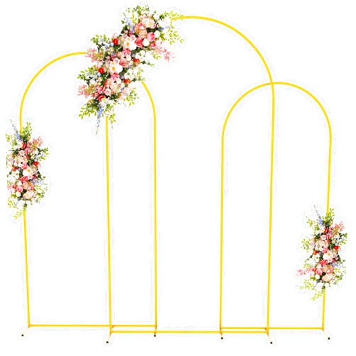Fomcet Metal Arch Backdrop Stand Set of 3 Gold Wedding Arch Stand 7.2FT & 6.6FT & 6FT Arched Backdrop Frame for Birthday Party Baby Shower Graduation Ceremony Decoration