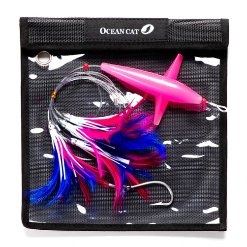 OCEAN CAT 5 inches Daisy Chain Trolling Lures with Brid Feather Teaser Saltwater Offshore Big Game Trolling Lure Bag for Marlin Tuna Mahi Dolphin Durado Wahoo Mesh
