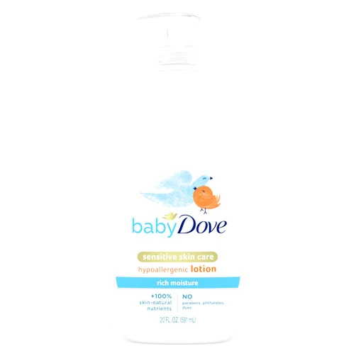 Baby Dove Sensitive Skin Care Body Lotion For Delicate Baby Skin Rich Moisture With 24-Hour Moisturizer, 20 fl oz (Package May Vary)