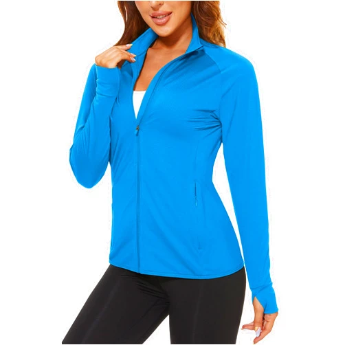 TACVASEN Women's Athletic Jackets Lightweight UV Protection Shirts Full Zip Workout Jacket UPF 50+ Long Sleeve Sun Shirt