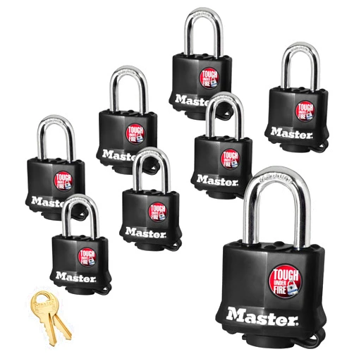 Master Lock (8) Keyed Alike Padlocks w/Thermoplastic Coating - 311KA-8