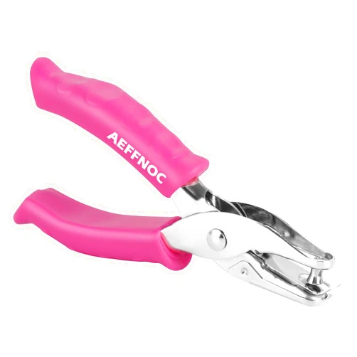 AEFFNOC Single Hole Punch, One Hole Puncher with Pink Soft Grip Handle, 1/4 Inch Paper Hole Punches, Small Hole Punchers with Paper Mess Tray, 6 Sheets Capacity, for Crafts, Scrapbooks