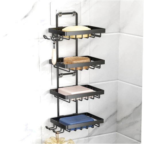 Moforoco Soap Holder Shower, Soap Dish for Shower 304 Rustproof Stainless Steel, Bathroom Soap Bar Holder for Shower Wall with Razor Holder, More Shampoo Bar Holder for Shower Caddy Organizer