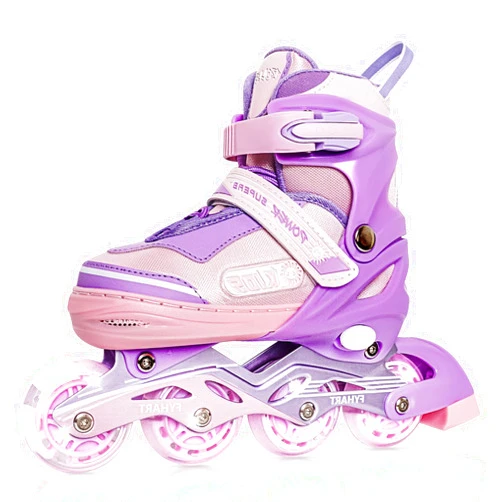 LEJIJIT Adjustable Inline Skates for Kids Girls Children Beginners, Purple & Pink Inline Roller Skates with Light Up Wheels for Kids and Youth for Sports
