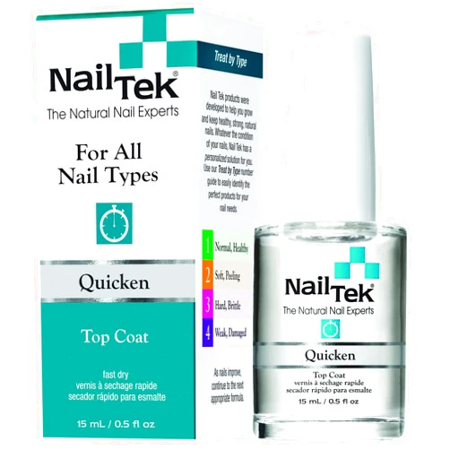 Nail Tek Quicken, Fast Drying Top Coat for All Nail Types, 0.5 oz, 1-Pack