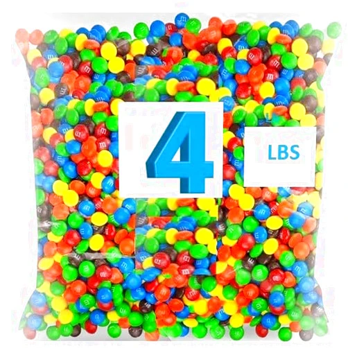 Maryse's Place M and M milk chocolate candies, encased in vibrant colors. Delicious melt in your mouth sweet snacks for kids and adults.Candy bulk - 4 lbs classic bag- Christmas Candy