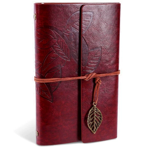 Koogel Leather Writing Journal, Refillable Travelers Notebook 75 Sheets Blank Paper Vintage Travel Daily for Teen Women Men Gifts Brown