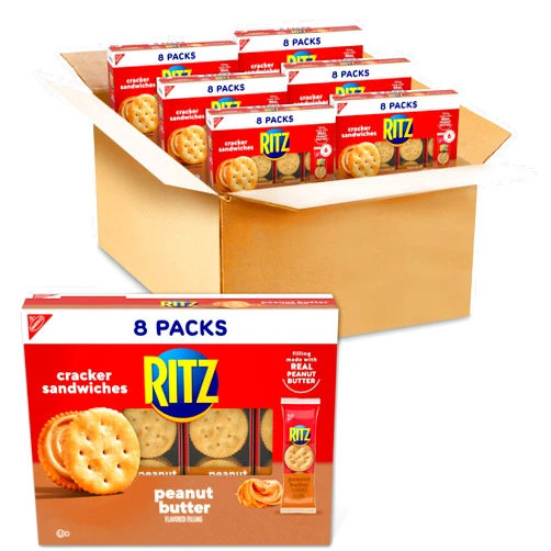 RITZ Peanut Butter Sandwich Crackers, 48 Snack Packs (6 Boxes, 6 Crackers Per Pack)