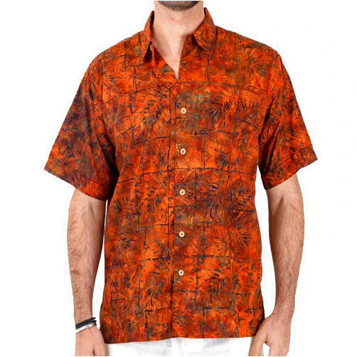 Pete Huntington Mens 100% Hand Dyed Batik Cotton Hawaiian Shirt Casual Short Sleeve Button Down Shirts Seminyak Bali