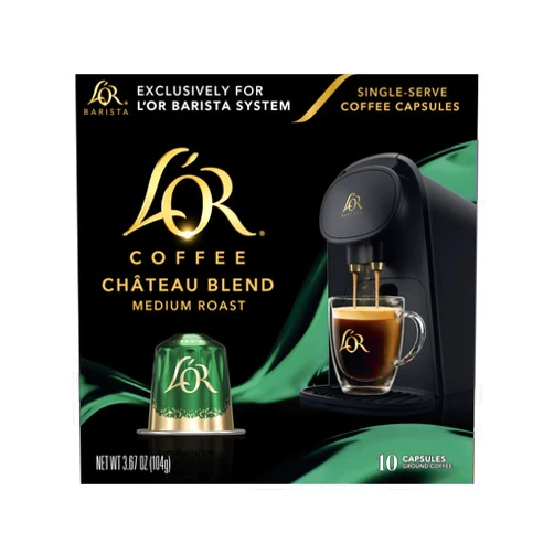 L'OR Coffee Pods, 10 Count Chateau Medium Roast Blend, Single-Serve Aluminum Coffee Capsules Compatible with the L'OR BARISTA System, 10 count (Pack of 1)