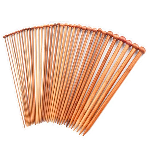 Coowayze Bamboo Knitting Needles Set, Wooden Knitting Needles for Beginners, 18 Pairs US Size 0-15 (2.0-10.0mm) 14 Inch Long Straight Wood Knitting Needles Single Point for Sweaters, Socks, Shawl and Scarf
