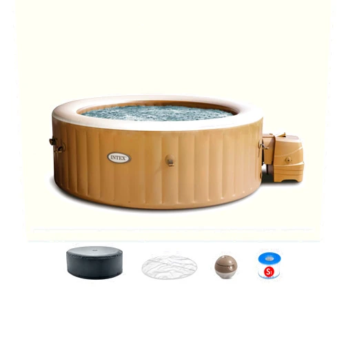 INTEX 28427EP PureSpa Bubble Massage Spa Set: Includes Energy Efficient Spa Cover – Push Button Control Panel – 140 Bubble Jets – 6 Person Capacity – 85