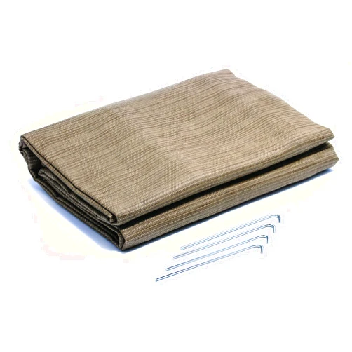 Camco Durable Reversible RV Camper Awning Mat with Carry Bag - Perfect for Campsites, Beaches, Picnics 7' X 15'- Brown (42811)