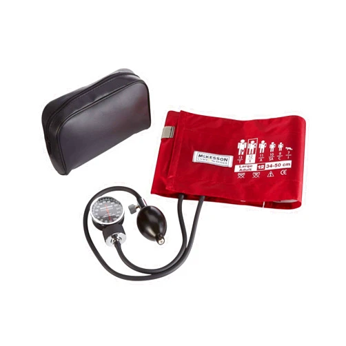 McKesson Aneroid Sphygmomanometer – Manual Blood Pressure Cuff Monitor with Carrying Case, Cuff 34-50 cm, Burgundy, 2 Count