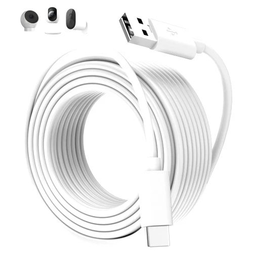 AIAUXAI 5M/16FT Long USB C Cable Power Extension Cord for Xiaomi Mi Camera 2K/CCTV/Blink Mini 2/eufy Indoor Cam C220/C210/S330/Ring Indoor Camera,USBA to USB C Cord for Security Cameras Power Supply,White