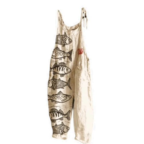 JMYECM Summer Jumpsuits for Women Printed Casual Sleeveless Comfy Loose Overalls