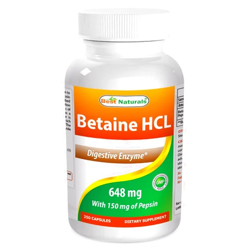 Best Naturals Betaine HCL 648 mg 250 Capsules