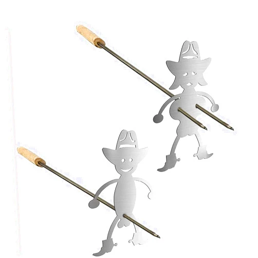 RICHERI 2 sets of marshmallow Grill Sticks, Stainless Steel Grill forks for men and women with hats, hot dog Stand Bonfire Party Family and friends Party Barbecue Forks