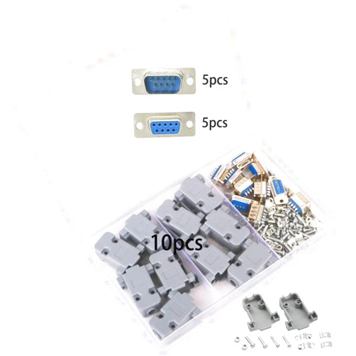 GTIWUNG DB9 Solder Connectors, RS232 Parallel DB9 Serial Port 9 Pin D Sub Male/Female Adapter, DB9 Plastic Shell Cover