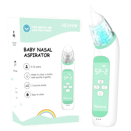 HEVAVW Electric Nasal Aspirator for Baby - Baby Nose Sucker, Booger Sucker for Babies Toddlers Infants Newborns Kids with 3 Suction Levels & Music & Light, Automatic Mucus Nose Cleaner Machine