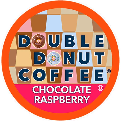 Double Donut Coffee Double Donut Flavored Coffee Pods, Chocolate Raspberry Coffee, Single Serve Medium Roast Coffee for Keurig K Cups Brewers, 24 Count