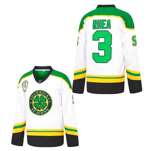 Yseohb Men's 3 Ross The BOSS Rhea ST John's Shamrocks Stitched Hockey Jersey with EMHL Patch White Green Black