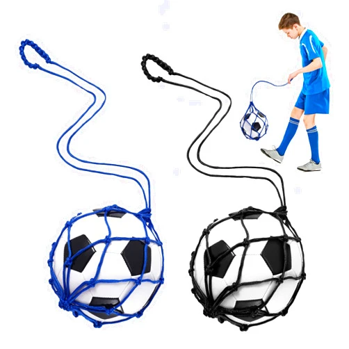 TOBWOLF 2PCS Football Kick Trainer, Soccer Return Trainer Net Fits Ball Size 3, 4, 5, Hands-Free Football Kick Throw Solo Practice Training Aid, Adjustable Waist Belt Soccer Ball Trainer Net