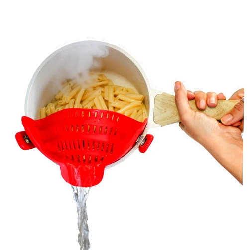 Houseify Perfect Pasta Pal Clip-on Strainer for Pots - Silicone Pasta Strainer - Heat Resistant, Space Saving Colander for Kitchen - Dishwasher Safe Pot Strainer - Cooking Essentials and Home Must Haves