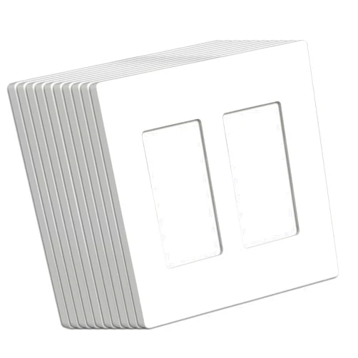 BESTTEN (10 Pack) USWP4 Matte White Series 2-Gang Decor Screwless Wall Plate, Decorator Outlet Cover, H4.69” x W4.73”, for Light Switch, Dimmer, USB, GFCI, Receptacle