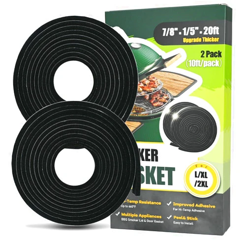 REEPLAR Upgrade Thick Replacement Gasket Fit for Big Green Egg Large/XL/XXL - 2-Pack x 10 FT, 7/8