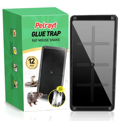 Pelrayt Glue Mouse & Rat Traps Indoor for Home -12 Pack Large Heavy Duty Glue Traps for Safe Home Pest Control. Pre-Scented, Non-Toxic Sticky Boards for Mice, Rats & More. Easy to Use