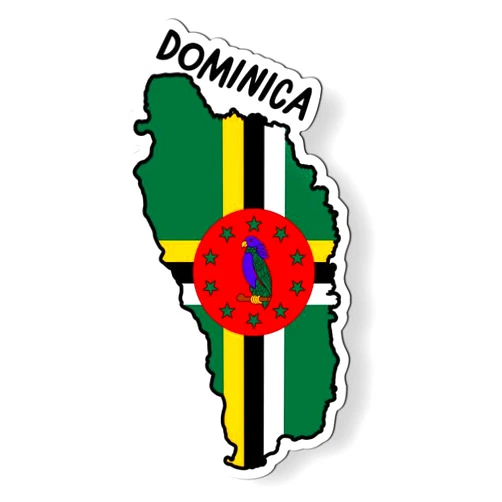 Squiddy Dominica Map with Flag Magnet for Car Fridge Locker Metal Door - 4.5