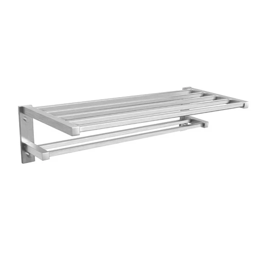 CGMIA Double Towel Bar Shelf Self Adhesive Lavatory Towel Rack with Two Towel Bars Wall Mount Towel Holder Stainless Steel No Rust 25.6 Inch Not Assembled LT-93001