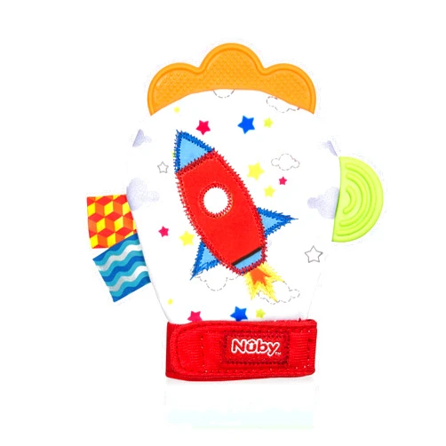 Nuby Funky Mitts Teething Mittens, Rocket