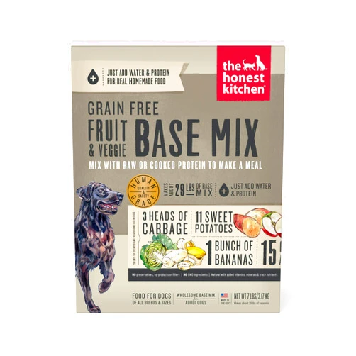 The Honest Kitchen Human Grade Dehydrated Grain Free Fruit & Veggie Base Mix Dog Food (Just Add Protein) - 7 Pound Box (Makes 12 Pounds)