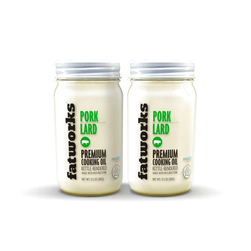 Fatworks Premium Pasture Raised Lard. The Original Non-Hydrogenated Pasture-Raised Lard crafted for Traditional, Keto, and Paleo Chefs. Artisanally Rendered, WHOLE30 APPROVED, Glass Jar, 14oz.