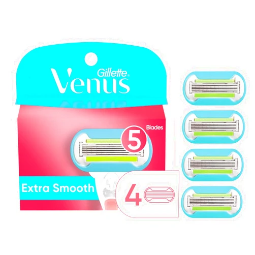 Gillette Venus Extra Smooth Womens Razor Blade Refills, 4 Count, Designed for a Close, Smooth Shave