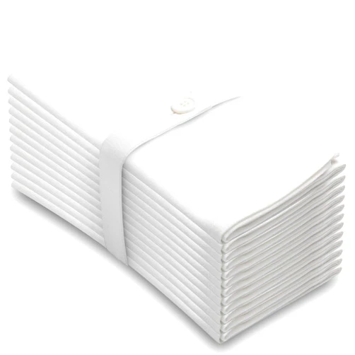 Aunti Em's Kitchen Wrinkle Resistant Dinner Napkins, Oversized 20 x 20 Inches, Set of 12, White
