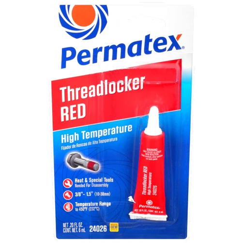 Permatex 24026 High Temperature Threadlocker Red, 6 ml, Pack of 1