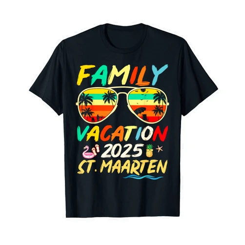 Retro Cousin Crew Family Cruise Summer Beach Trip Vintage Family Vacation 2025 St. Maarten Trip Matching Group T-Shirt