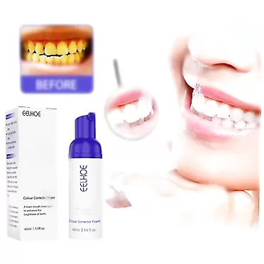 Vvovvug 2022 Newest Colour Corrector Foam, Purple Teeth Whitening, Brighter Teeth in 15 Seconds, Teeth Brightening, Tooth Stain Removal,Teeth Whitening Booster, Instant Cancel Years Yellow Stains (2PCS)