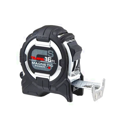 TAJIMA Tape Measure - 16ft x 1in GS-Lock Measuring Tape with Dual Magnetic Power & Compatible Clip - GS-SC16BW