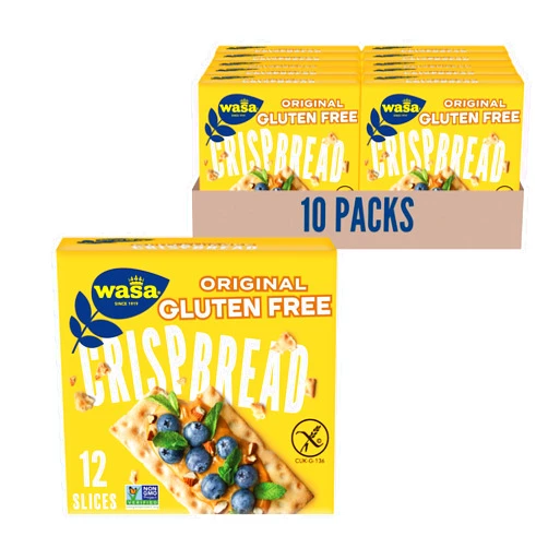 Wasa Gluten Free Original Crispbread, 5.4 oz (Pack of 10), Gluten Free Crackers, Non-GMO Ingredients
