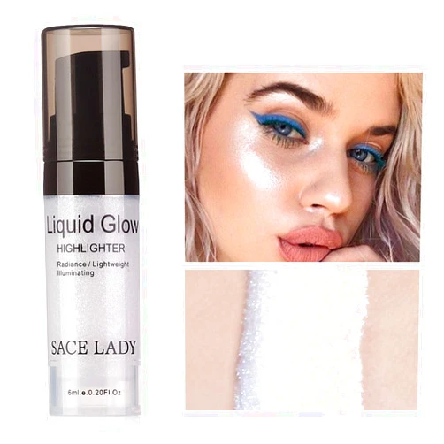 SACE LADY Liquid Pearl Highlighter Makeup Shimmer and Shine Ultra-Smooth Radiant Illuminator For Face Cheekbone Body Glow Bronzer Glitter Illuminating Highlighters Makeups, 0.2Fl Oz