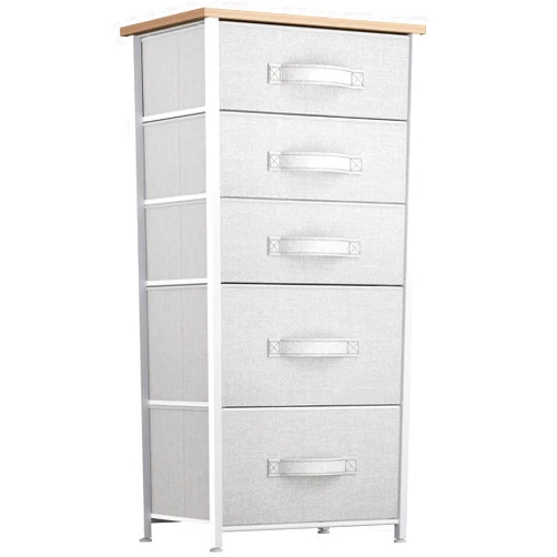YITAHOME 5 Drawers Dresser, Vertical Fabric Storage Tower Organizer Unit for Living Room, Hallway - Sturdy Steel Frame, Wooden Top & Easy Pull Fabric Bins